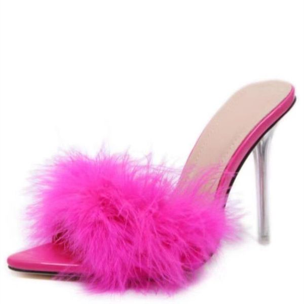 sandals lady's high heeled soft fluffy fur pointed faux slippers thin heel slip on summer stiletto shoes women, Black
sandals lady's high heeled soft fluffy fur pointed faux slippers thin heel slip on summer stiletto shoes women, Black