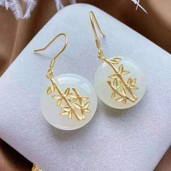 dangle & chandelier silver inlaid natural hetian white jade gilt bamboo leaf earrings peaceful retro chinese style elegant ladies brand jewe
dangle & chandelier silver inlaid natural hetian white jade gilt bamboo leaf earrings peaceful retro chinese style elegant ladies brand jewe