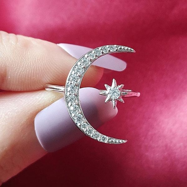 cluster rings fashion trendy 925 sterling silver ring finger moon star for women jewelry wedding engagement sepcial christmas gift r4596, Golden;silver
cluster rings fashion trendy 925 sterling silver ring finger moon star for women jewelry wedding engagement sepcial christmas gift r4596, Golden;silver