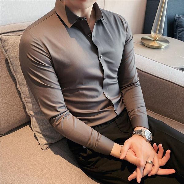 men's casual shirts oimg korean long-sleeved shirts, seamless comfortable slim stretch, White;black 
men's casual shirts oimg korean long-sleeved shirts, seamless comfortable slim stretch, White;black