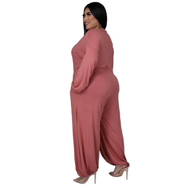 women plus size pants solid color home wear casual outfits v-neck loose women's clothing fashion streetwear, Black
women plus size pants solid color home wear casual outfits v-neck loose women's clothing fashion streetwear, Black