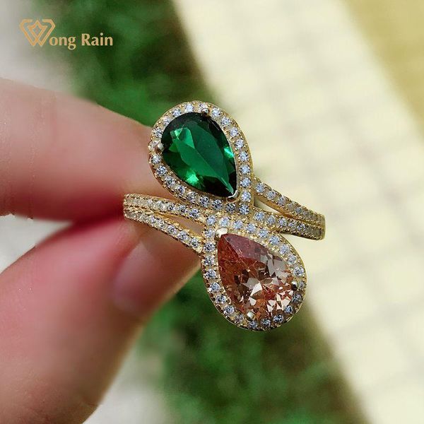 cluster rings wong rain 925 sterling silver pear cut emerald morganite gemstone wedding luxury 18k yellow gold ring for women fine jewelry, Golden;silver
cluster rings wong rain 925 sterling silver pear cut emerald morganite gemstone wedding luxury 18k yellow gold ring for women fine jewelry, Golden;silver