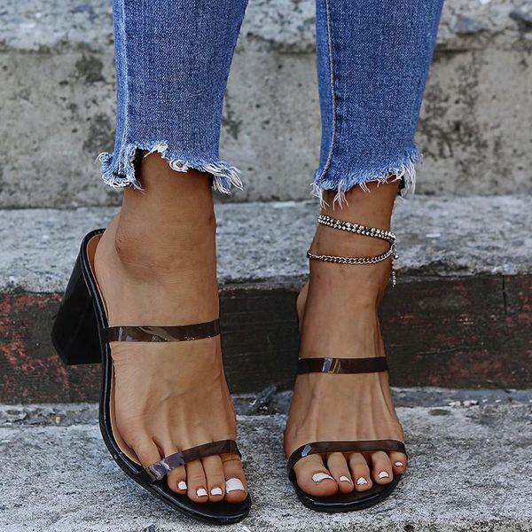 sandals women summer slippers 2021 transparent pvc belt open-toe slip-on quality high heel shoes jelly, Black
sandals women summer slippers 2021 transparent pvc belt open-toe slip-on quality high heel shoes jelly, Black