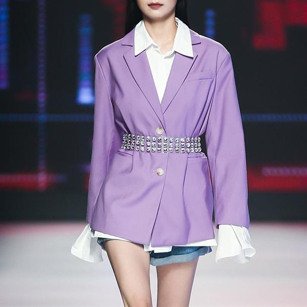 women's suits & blazers australian walk show mini suit 2021 spring fashion temperament collar design loose purple coat, White;black
women's suits & blazers australian walk show mini suit 2021 spring fashion temperament collar design loose purple coat, White;black