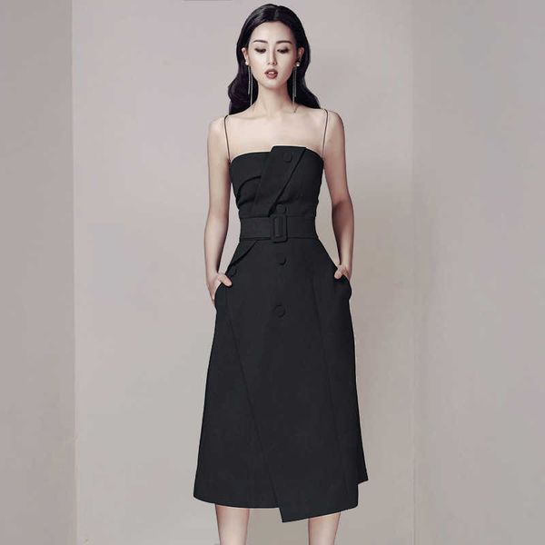 2021 summer temperament celebrity women's small black suit suspender drs, Black;gray
2021 summer temperament celebrity women's small black suit suspender drs, Black;gray