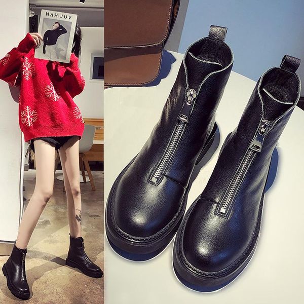 boots leather front zipper women 2021 autumn winter first layer cowhide fashion plus cotton warm short m119, Black
boots leather front zipper women 2021 autumn winter first layer cowhide fashion plus cotton warm short m119, Black