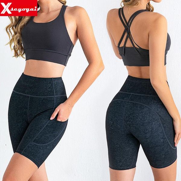 new women's tights fitness sports shorts with pocket running cross straps bra underwear 2pcs yoga set tracksuits suit, White;red
new women's tights fitness sports shorts with pocket running cross straps bra underwear 2pcs yoga set tracksuits suit, White;red