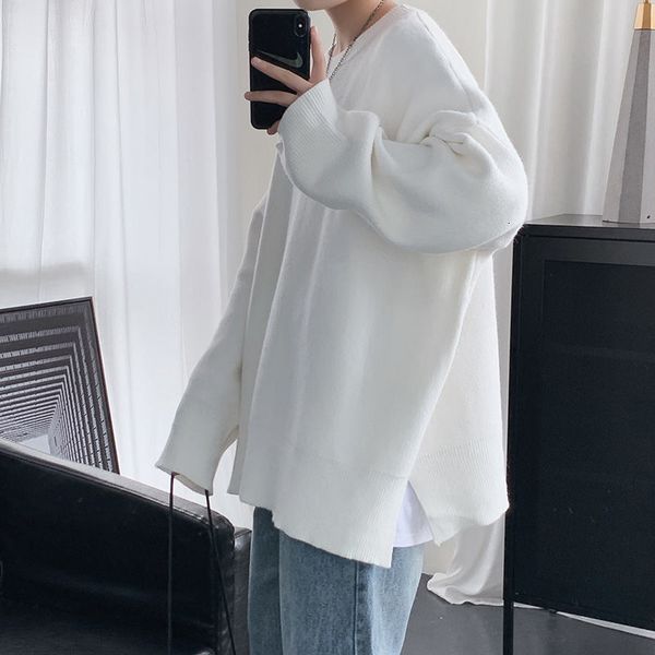 2021 new winter sweater men's warm fashion solid color o-neck knitted pullover men wild loose korean clothes mens knitting sweaters -2, White;black
2021 new winter sweater men's warm fashion solid color o-neck knitted pullover men wild loose korean clothes mens knitting sweaters -2, White;black