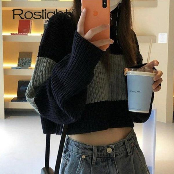 women's sweaters spring striped women pullovers short patchwork jumpers loose knitted streetwear sweet pull femme, White;black
women's sweaters spring striped women pullovers short patchwork jumpers loose knitted streetwear sweet pull femme, White;black