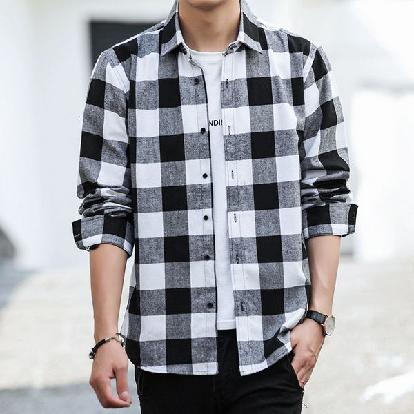2021 autumn man vintage loose plaid turndown collar long sleeve oversized men shirt poleras hombre clothing koszule hfgj, White;black
2021 autumn man vintage loose plaid turndown collar long sleeve oversized men shirt poleras hombre clothing koszule hfgj, White;black