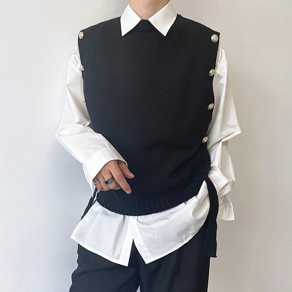 men's vests knitted vest men streetwear fashion loose casual pullover sleeveless sweater korean style women waistcoat, Black;white
men's vests knitted vest men streetwear fashion loose casual pullover sleeveless sweater korean style women waistcoat, Black;white