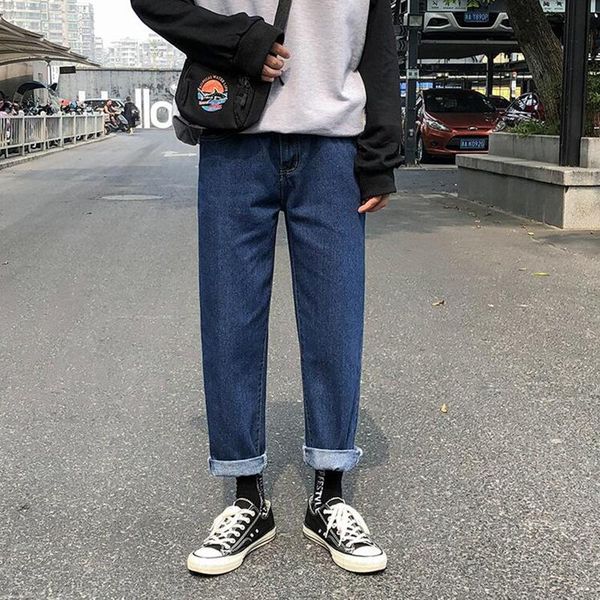 men's jeans simple straight versatile pants fashion brand loose trend leisure wide leg, Blue
men's jeans simple straight versatile pants fashion brand loose trend leisure wide leg, Blue