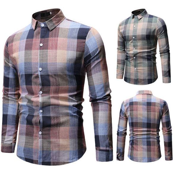 men's casual shirts foreign trade plaid lapel long-sleeved shirt slim british style plus size, White;black
men's casual shirts foreign trade plaid lapel long-sleeved shirt slim british style plus size, White;black