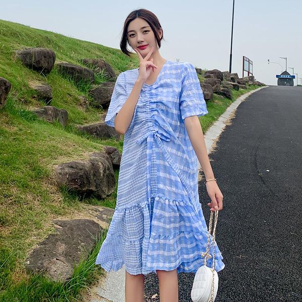 maternity dresses dress summer korean fashion v-neck ruffles clothes for pregnant women plaid short sleeve pregnancy, White
maternity dresses dress summer korean fashion v-neck ruffles clothes for pregnant women plaid short sleeve pregnancy, White