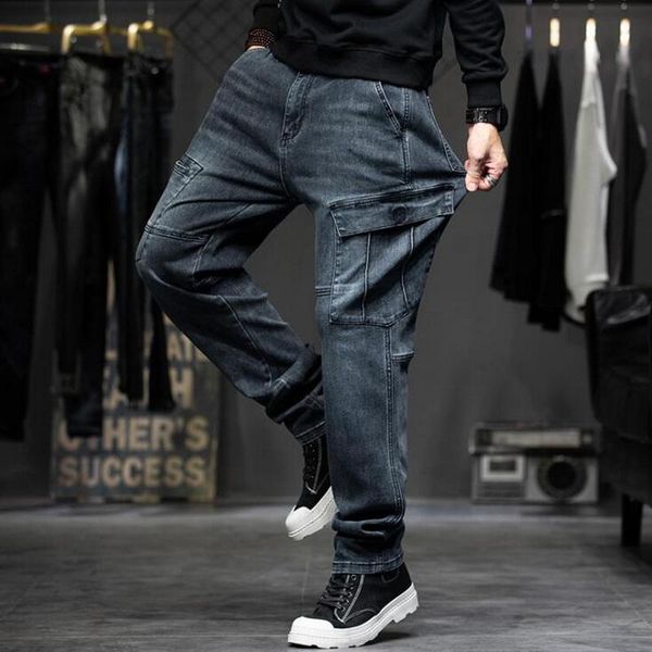 men's jeans loose straight streetwear multi-pocket male denim trousers retro baggy plus size 28-44, Blue
men's jeans loose straight streetwear multi-pocket male denim trousers retro baggy plus size 28-44, Blue