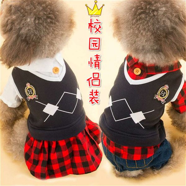 british plaid pet school uniform fake two couple's teddy bear dog spring and autumn drs
british plaid pet school uniform fake two couple's teddy bear dog spring and autumn drs