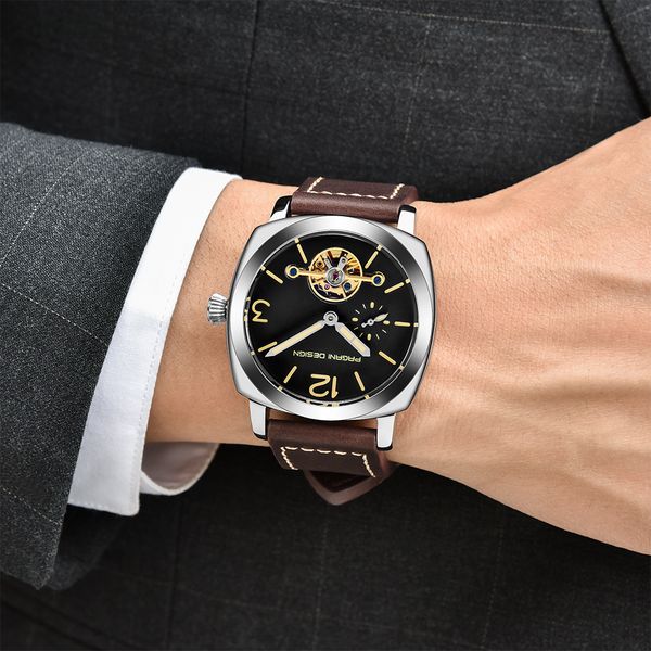 pagani design brand tourbillon men's mechanical luminous leather fashion casual belt automatic watch relogio masculino, Slivery;brown
pagani design brand tourbillon men's mechanical luminous leather fashion casual belt automatic watch relogio masculino, Slivery;brown
