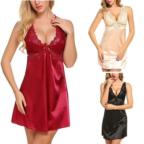 women's sleepwear underwear dress v-neck nightie satin night lace lingerie nightgown nightwear sell, Black;red
women's sleepwear underwear dress v-neck nightie satin night lace lingerie nightgown nightwear sell, Black;red