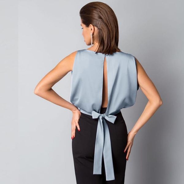 women's blouses & shirts elegant woman sleeveless bow female blouse european style blusas de mujer women, White
women's blouses & shirts elegant woman sleeveless bow female blouse european style blusas de mujer women, White