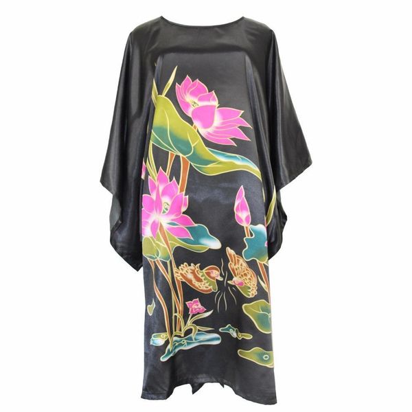 black flower women nightwear casual novelty robe chinese home dress satin rayon nightdress lady sleepwear katan, Black;red
black flower women nightwear casual novelty robe chinese home dress satin rayon nightdress lady sleepwear katan, Black;red