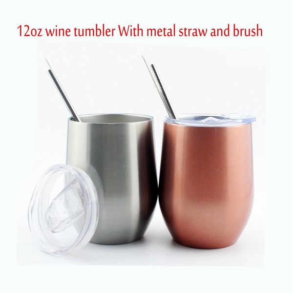 12 oz stemless wine tumbler stainless steel keep warm cup double wall vacuum beer coffee mugs with metal straw and clean brush
12 oz stemless wine tumbler stainless steel keep warm cup double wall vacuum beer coffee mugs with metal straw and clean brush