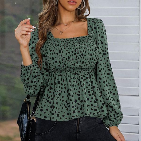 women's blouses & shirts green leopard print chiffon blouse women boho square collar stretch pleated 2021 autumn office lantern sleeve, White
women's blouses & shirts green leopard print chiffon blouse women boho square collar stretch pleated 2021 autumn office lantern sleeve, White