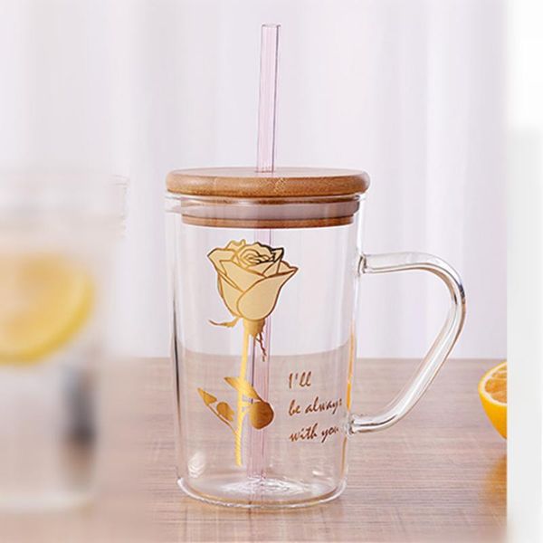 mugs 400ml modern fashion rose straw cup light luxury glass sippy home couple breakfast with handle lid office coffee
mugs 400ml modern fashion rose straw cup light luxury glass sippy home couple breakfast with handle lid office coffee