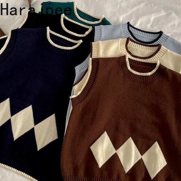 women's vests harajpee women sweater vest female vintage rhombus all-match o-neck sleeveless knitted 2021 autumn korean, Black;white
women's vests harajpee women sweater vest female vintage rhombus all-match o-neck sleeveless knitted 2021 autumn korean, Black;white