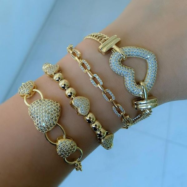 link, chain luxury woman bracelet white zirconia stone love boho fashion ladies bracelets christmas girl gift wholesale, Black