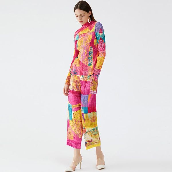 women's two piece pants 2022 spring street personality printed suit miyak fold fashion long-sleeved +loose straight-leg, White
women's two piece pants 2022 spring street personality printed suit miyak fold fashion long-sleeved +loose straight-leg, White
