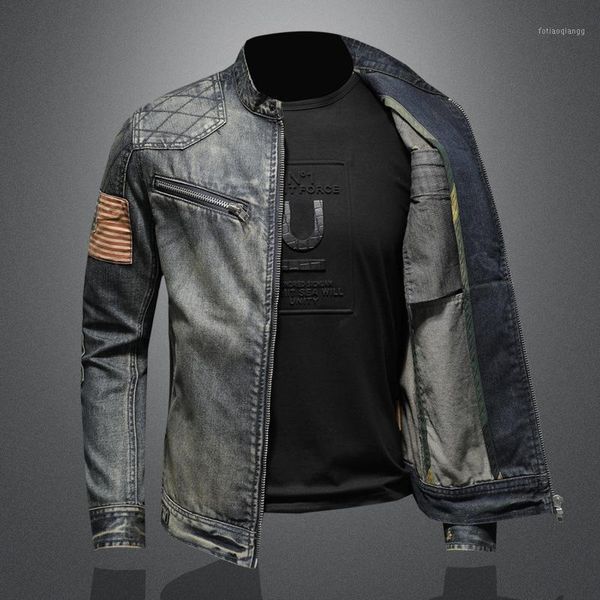 men's jackets spring and autumn fashion casual men solid color stand collar zipper pocket slim retro long sleeve denim jacket, Black;brown
men's jackets spring and autumn fashion casual men solid color stand collar zipper pocket slim retro long sleeve denim jacket, Black;brown