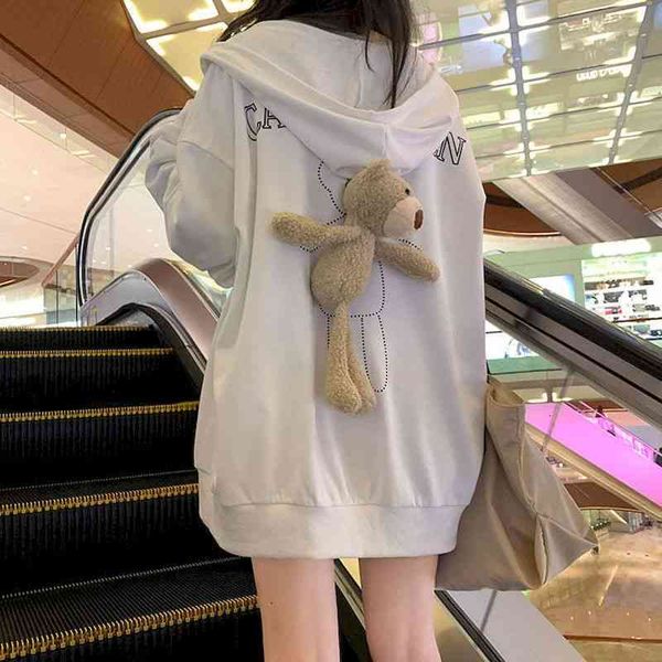 women's jackets autumn winter jacket hoodies plus velvet thickening college style cute bear loose long sleeve students sweatshirt zjqh, Black;brown
women's jackets autumn winter jacket hoodies plus velvet thickening college style cute bear loose long sleeve students sweatshirt zjqh, Black;brown