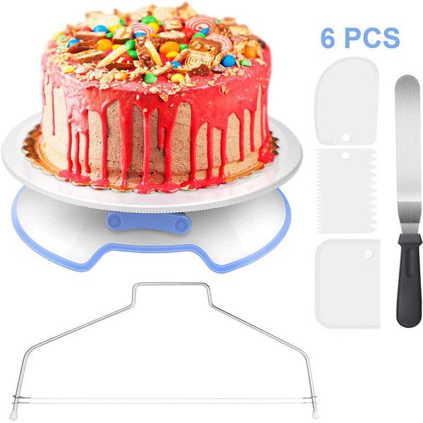 6pcs/set plastic cake decorating turntable spinning cake stand rotating plate with dough cutter icing spatula baking accessories
6pcs/set plastic cake decorating turntable spinning cake stand rotating plate with dough cutter icing spatula baking accessories