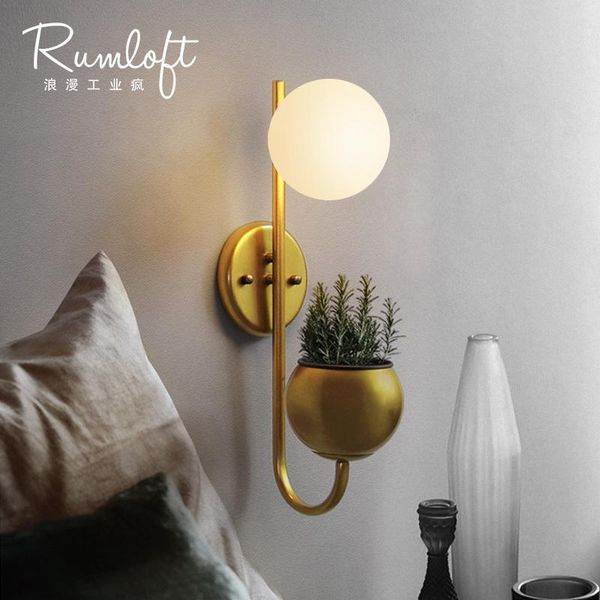 wall lamp modern led personality originality corridor aisle stairs study bedroom bedside glass round ball botany