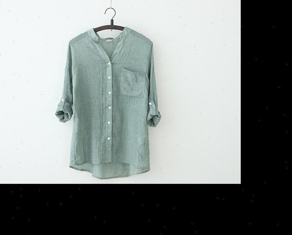 spring summer women fashion three quarter sleeve stand collar casual loose fashion cotton linen blouse shirt summer, White 
spring summer women fashion three quarter sleeve stand collar casual loose fashion cotton linen blouse shirt summer, White