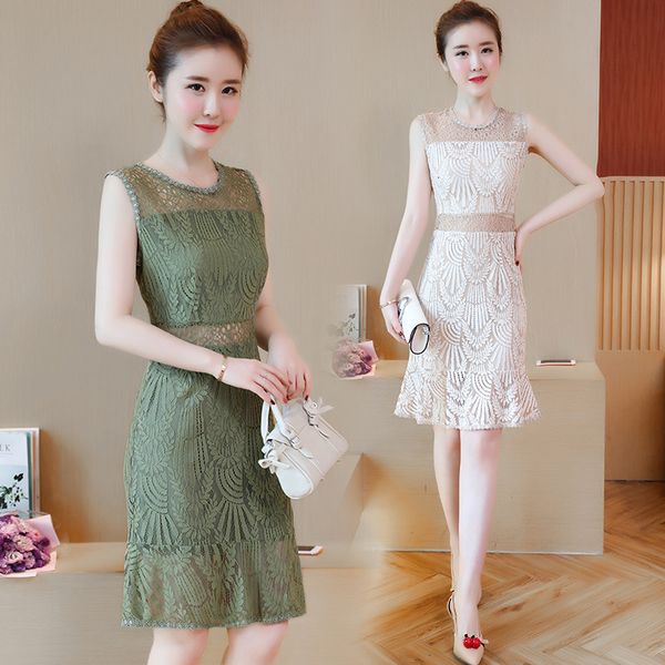 female fashion will see 2021 new korean temperament sleeveless lace around the neck dressed slim wild fine dkyy, Black;gray
female fashion will see 2021 new korean temperament sleeveless lace around the neck dressed slim wild fine dkyy, Black;gray