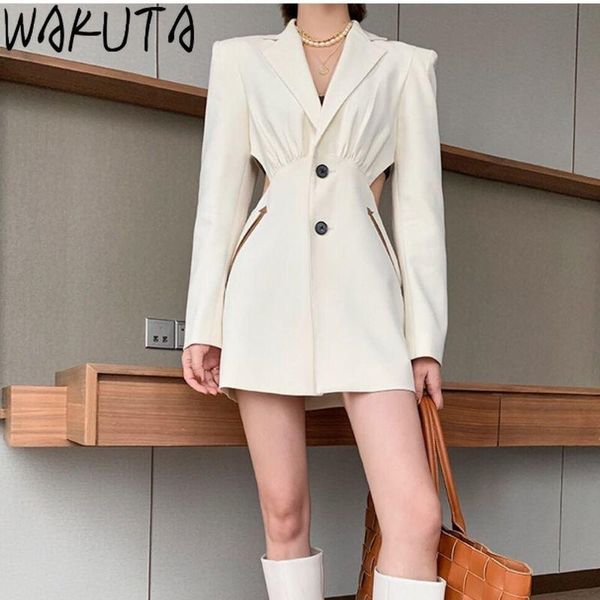 wakuta hollow out design long blazer women korean fashion high street wind stylish elegant slim waist chic creamy-white blazers, White;black
wakuta hollow out design long blazer women korean fashion high street wind stylish elegant slim waist chic creamy-white blazers, White;black