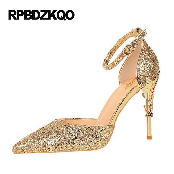 dress shoes ankle strap glitter golden thin silver high heels gold wedding pumps size 4 34 ladies sequin bling strange pointed toe, Black
dress shoes ankle strap glitter golden thin silver high heels gold wedding pumps size 4 34 ladies sequin bling strange pointed toe, Black