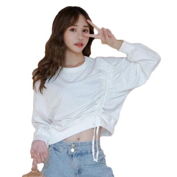 women's hoodies & sweatshirts women white spring and autumn loose casual short sweatshirt drawstring long sleeve pullover ns2080, Black
women's hoodies & sweatshirts women white spring and autumn loose casual short sweatshirt drawstring long sleeve pullover ns2080, Black