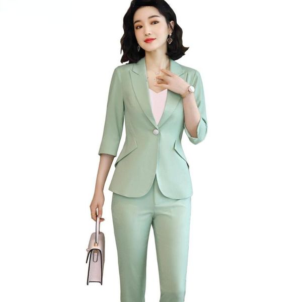 women's two piece pants summer spring fall women pant suit three quarter sleeve blazer with green pink apricot set size s-4xl, White
women's two piece pants summer spring fall women pant suit three quarter sleeve blazer with green pink apricot set size s-4xl, White