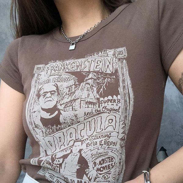 women's t-shirt y2k goth short sleeve streetwear grunge graphic 90s anime aesthetic women crop punk harajuku print slim clothes, White
women's t-shirt y2k goth short sleeve streetwear grunge graphic 90s anime aesthetic women crop punk harajuku print slim clothes, White