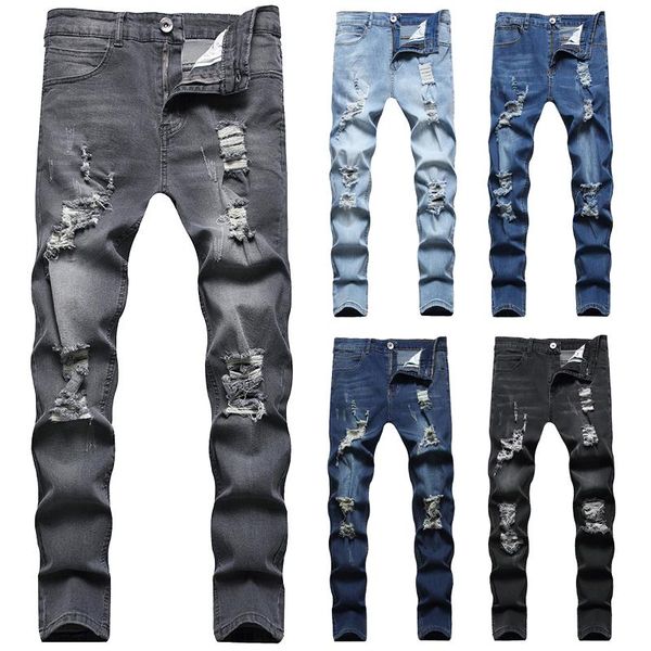men's jeans mens casual retro skinny strecth ripped slim fits trousers denim pants, Blue
men's jeans mens casual retro skinny strecth ripped slim fits trousers denim pants, Blue