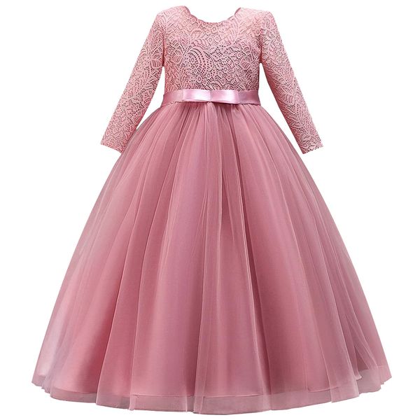 long sleeves flower girl dresses for weddings lace first communion dresses girl salted yarn birthday dress party evening dress, White;pink
long sleeves flower girl dresses for weddings lace first communion dresses girl salted yarn birthday dress party evening dress, White;pink