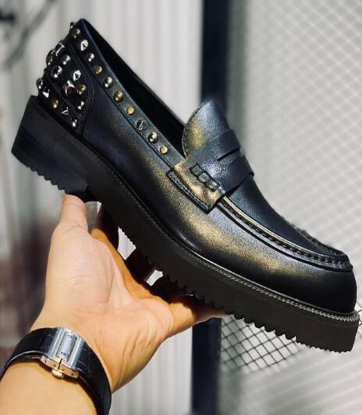 mens rivets derby shoes handmade cow genuine leather thick heel fashion british style brogue work shoes, Black
mens rivets derby shoes handmade cow genuine leather thick heel fashion british style brogue work shoes, Black