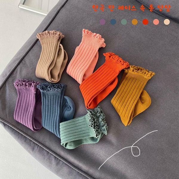 socks 0-8y spring autumn kids long cotton kint ruffle solid color knee toddler girl girls school, Pink;yellow 
socks 0-8y spring autumn kids long cotton kint ruffle solid color knee toddler girl girls school, Pink;yellow