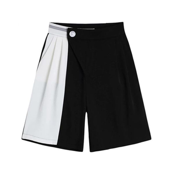 women's shorts wide leg women black white patchwork harajuku loose korean high waist casual suit 2021 pants, White;black
women's shorts wide leg women black white patchwork harajuku loose korean high waist casual suit 2021 pants, White;black