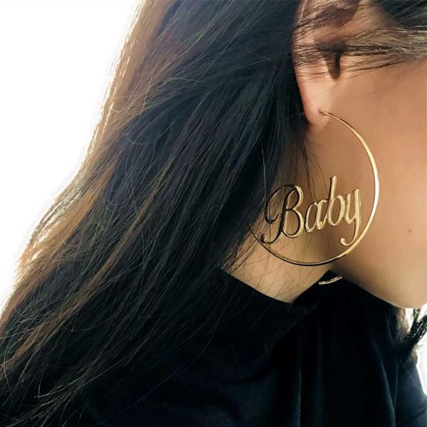 hoop & huggie punk hip-hop hyperbole big circle round earrings gold silver color baby letter for women party bar fashion jewelry, Golden;silver
hoop & huggie punk hip-hop hyperbole big circle round earrings gold silver color baby letter for women party bar fashion jewelry, Golden;silver