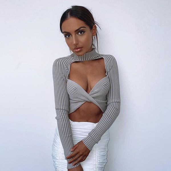 women's t-shirt s-l solid color long sleeve high turtleneck hollowing out crop midriff-baring slim fit clothes, White
women's t-shirt s-l solid color long sleeve high turtleneck hollowing out crop midriff-baring slim fit clothes, White