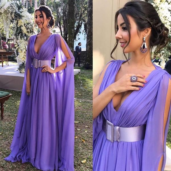 2021 new elegant lavender evening a line v neck chiffon cape sleeves formal es long prom party gowns robe de soriee 3swz, Black;red
2021 new elegant lavender evening a line v neck chiffon cape sleeves formal es long prom party gowns robe de soriee 3swz, Black;red