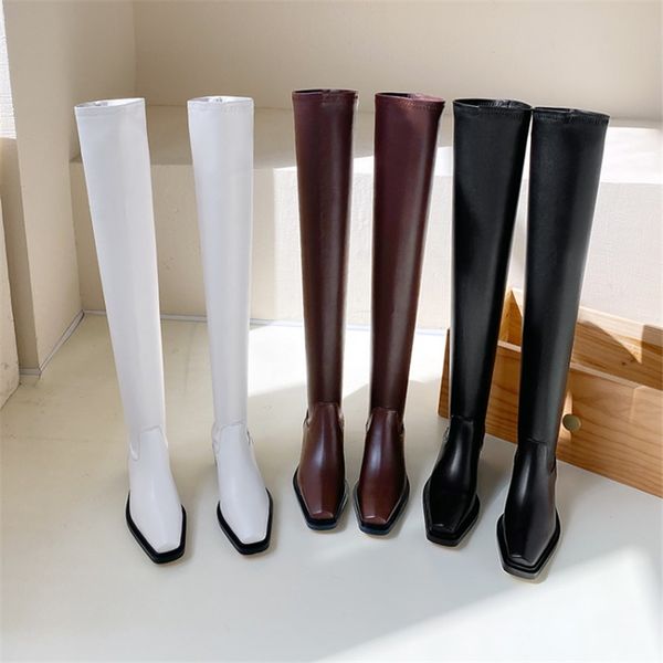 the new over the knee slim women high boots low heel square toe elasticity crude heel cowhide slip on zipper boot for women sexy, Black
the new over the knee slim women high boots low heel square toe elasticity crude heel cowhide slip on zipper boot for women sexy, Black